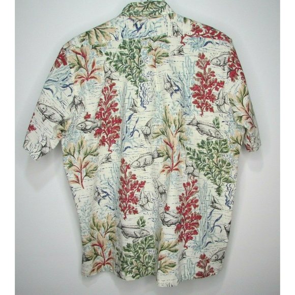 Men's Reyn Spooner 1/4 Button Reverse Print Hawaiian Shirt Sz Large - Picture 3 of 4